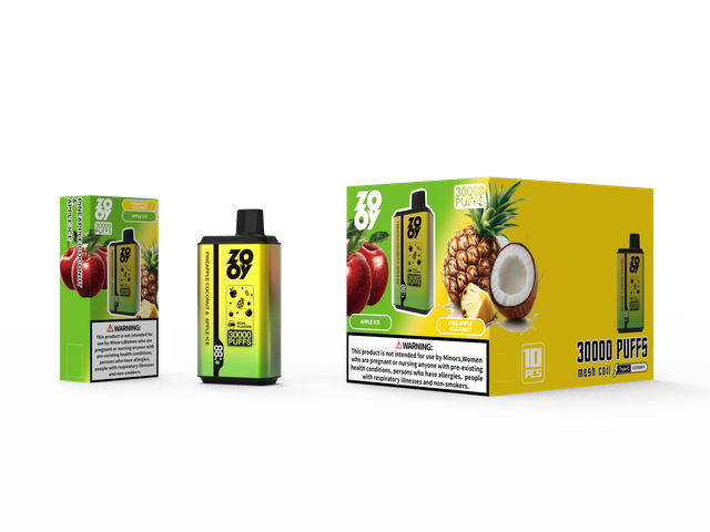 ZOOY twins 30000 2 w 1 Jednorazowy Vape Puff 120K Podw&oacute;jny smak Magazyn UE-Ananas, kokos i l&oacute;d jabłkowy