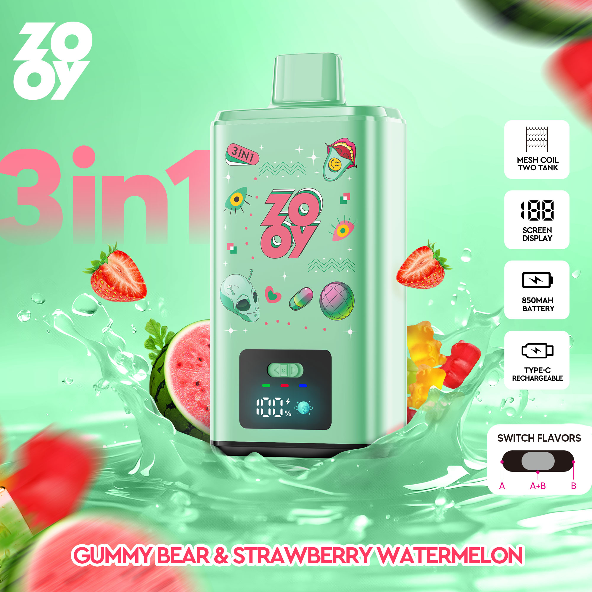  ZOOY VAPE 3 in 1 150k disposable cig 150K puff e-cigarette germany vape 4in1 disposable vape manufacturer puffs eu