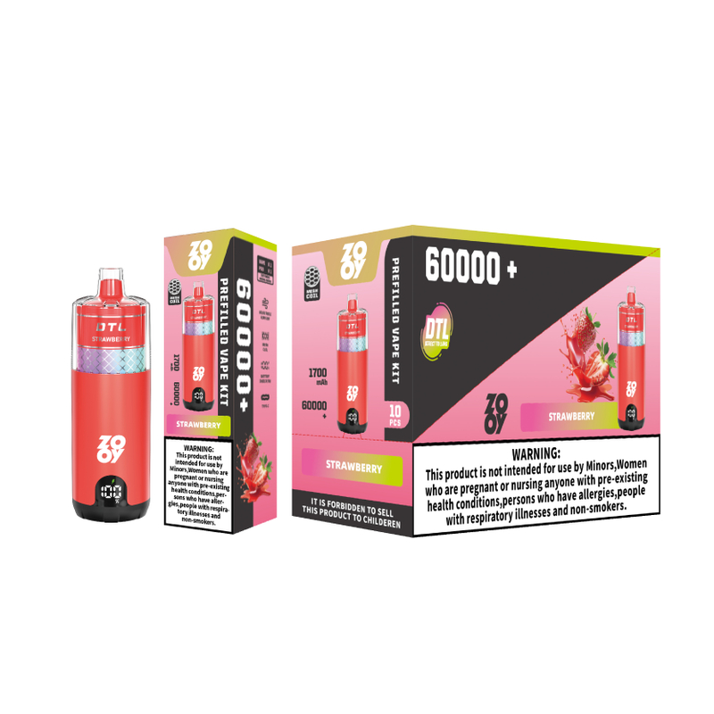 ZOOY VAPE MEGA 60000 Disposable Vape Puff 120K Three flavors EU Warehouse-Strawberry ice