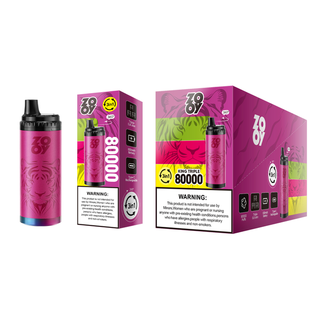 Zooy King triple 80000 puffs 80k 120k 3 in 1 Disposable Vape Three flavors EU Warehouse-Strawberry kiwi&Love 66&Redbull