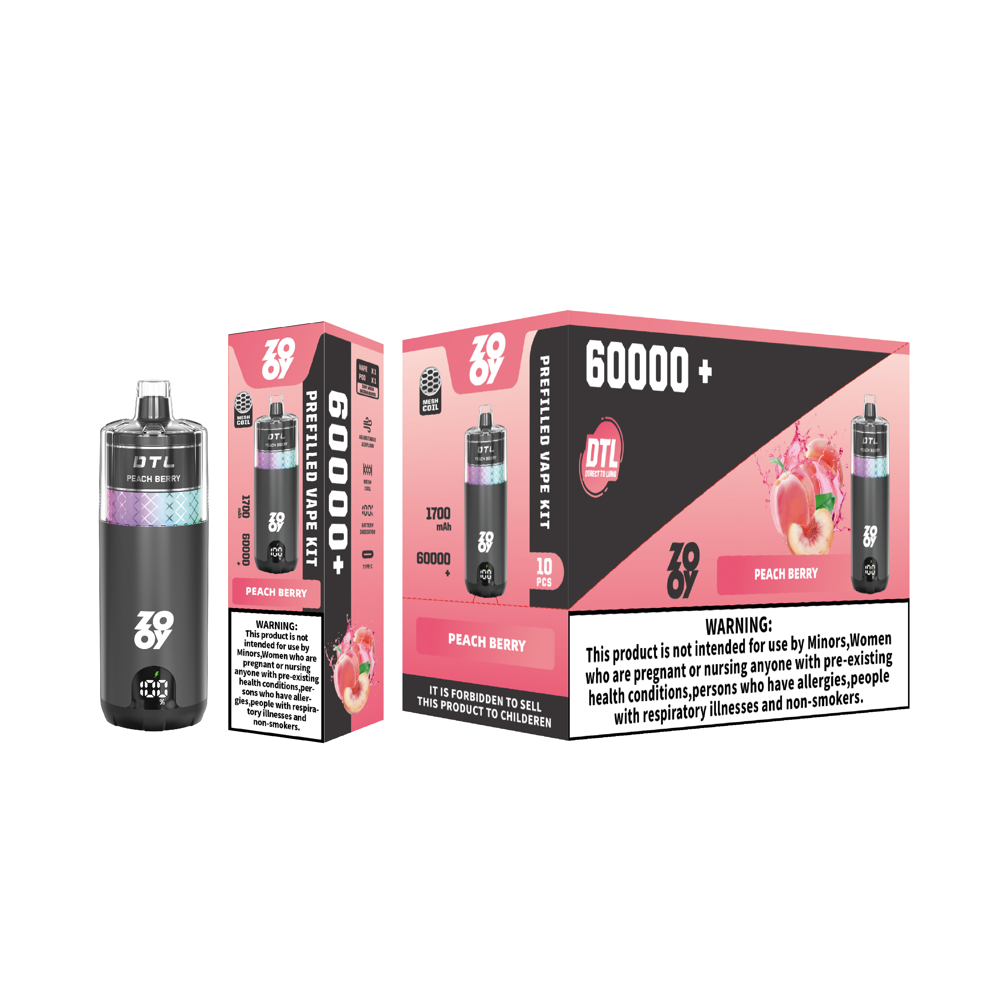 ZOOY ZOOY VAPE MEGA 60000 120k Disposable Vape Three flavors EU Warehouse-pech berry