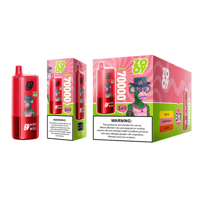 ZOOY VAPE TRIPLE 70k 120k Disposable Vape Three flavors EU Warehouse-Strawberry ice &Lemon Mint& Passion fruit lemon