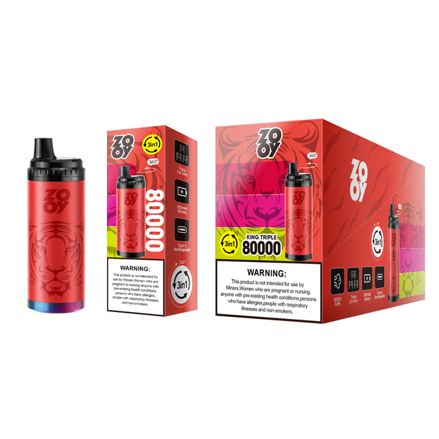 Zooy King triple 80000 puffs 80k 120k 3 in 1 Disposable Vape Three flavors EU Warehouse-Watermelon ice&Strawberry ice cream&Triple melon