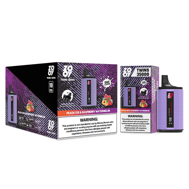 ZOOY VAPE TWINS 35000 Disposable Vape Puff 120K Dual Flavor EU Warehouse-peach mango watermelon & Black Dragon ice