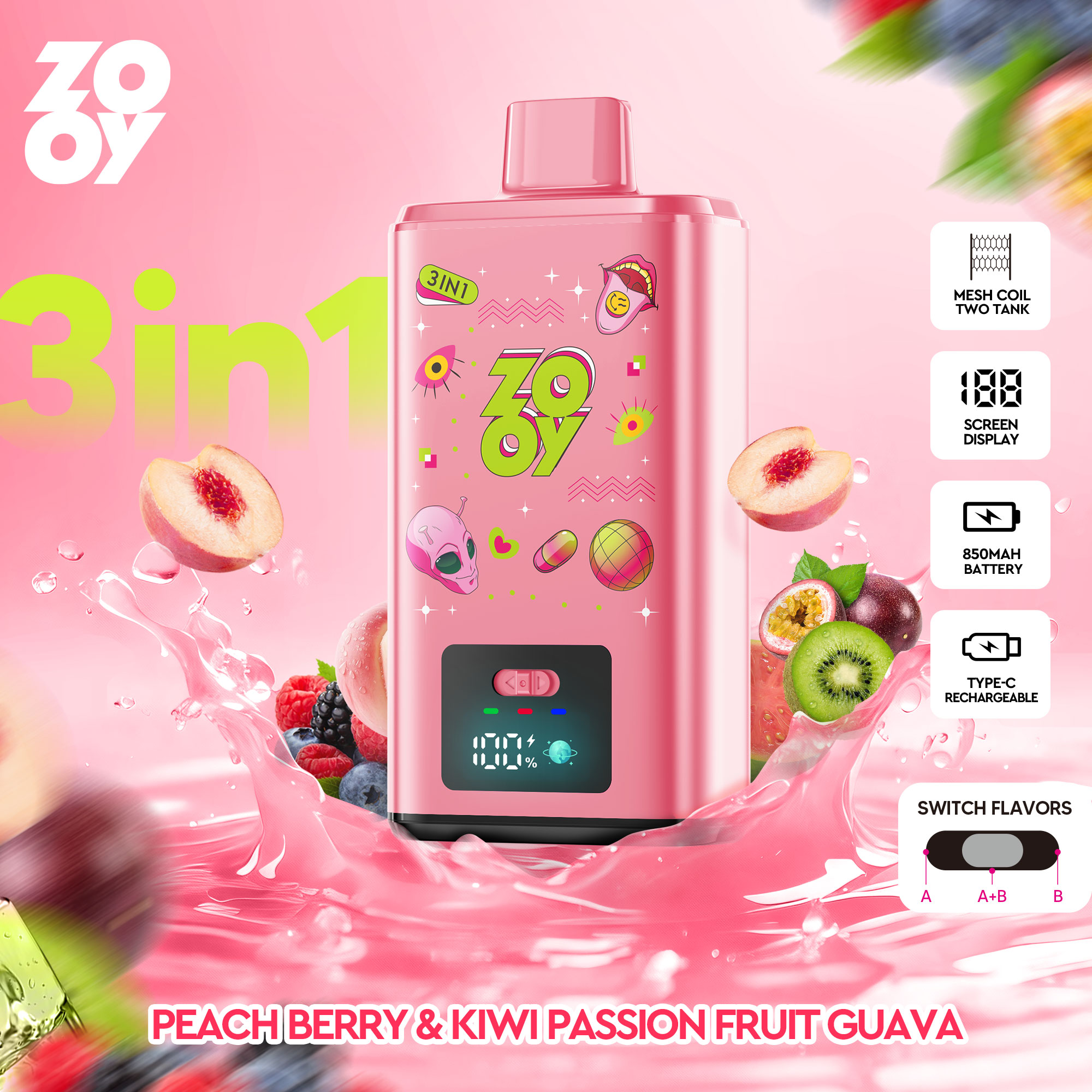  ZOOY VAPE 3 in 1 150k disposable cig 150K puff e-cigarette germany vape 4in1 disposable vape manufacturer puffs eu