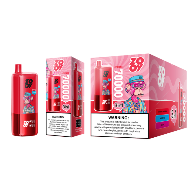 ZOOY VAPE TRIPLE 70k 120k Disposable Vape Three flavors EU Warehouse-Strawberry watermelon & Blueberry ice &Love 666