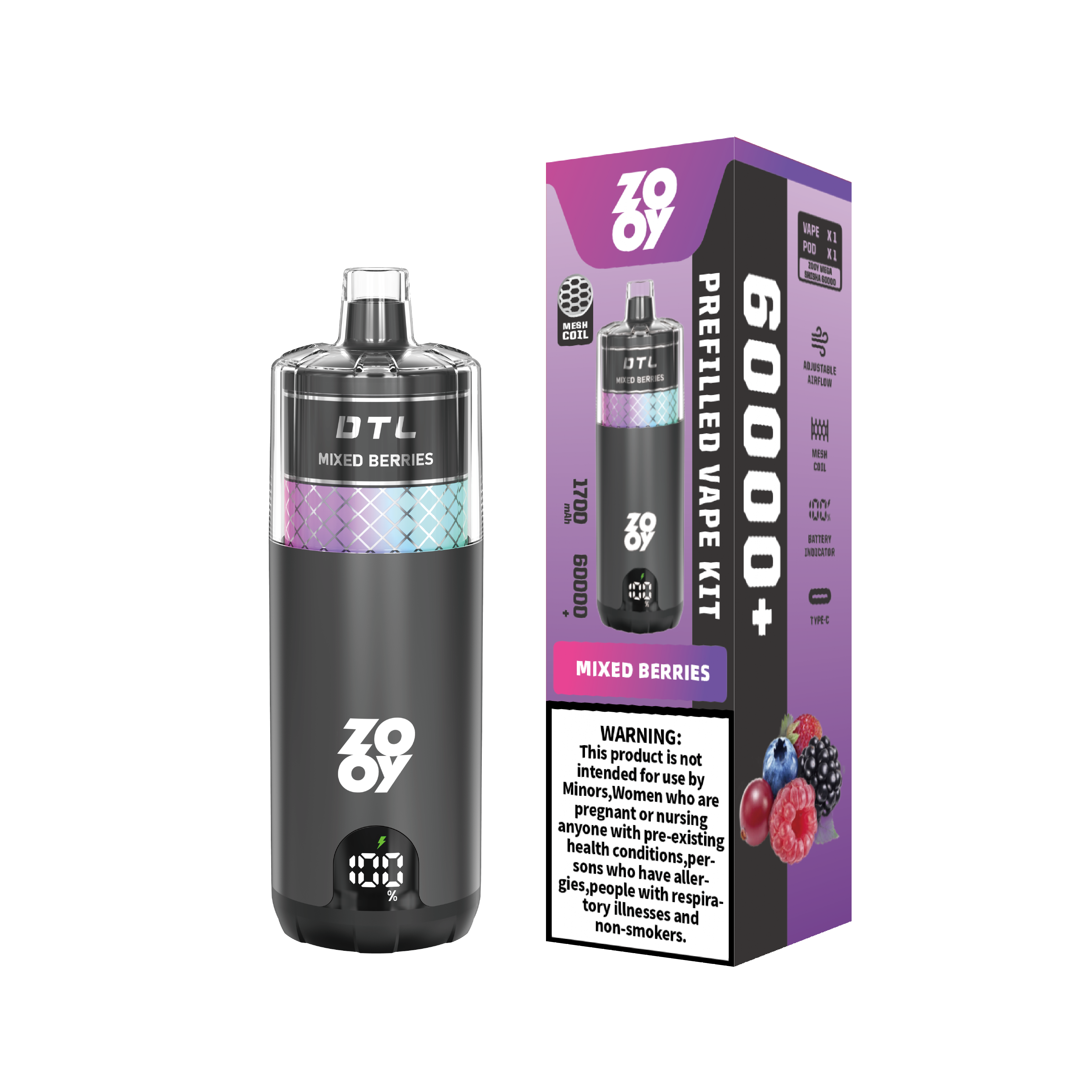 European warehouses Lung aspiration ZOOY VAPE MEGA DTL 60000+ Interchangeable ammunition