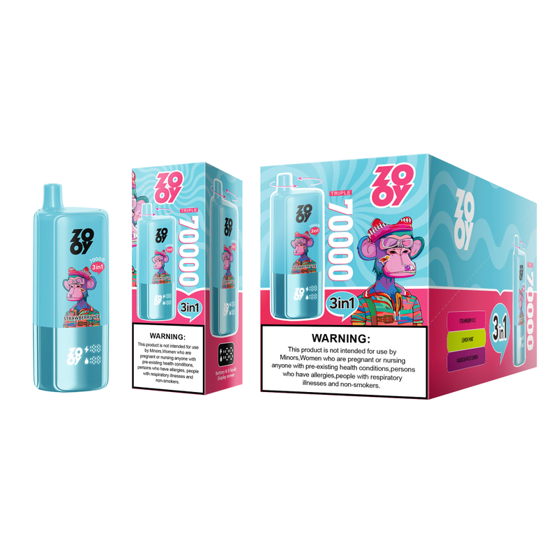 ZOOY VAPE TRIPLE 70k 120k Disposable Vape Three flavors EU Warehouse-Mixed berry &Strawberry Vanilla cola& Lemon cola