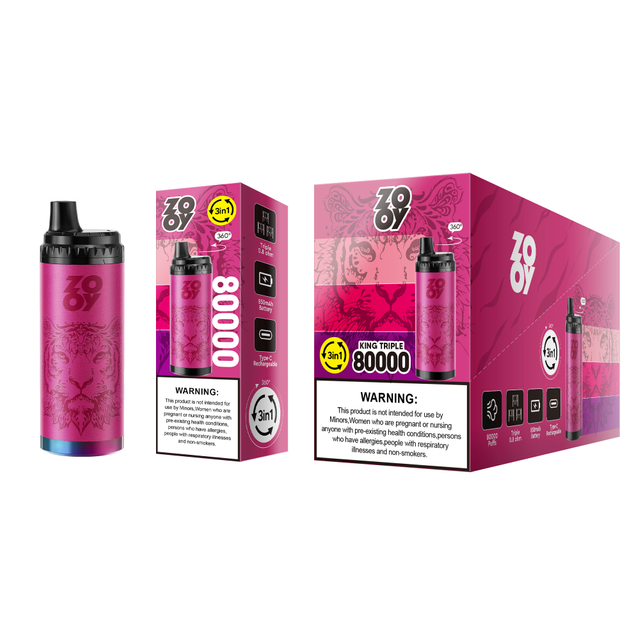 Zooy King triple 80000 puffs 80k 120k 3 in 1 Disposable Vape Three flavors EU Warehouse-Stravberry raspberry&cherry berry&Grpemint