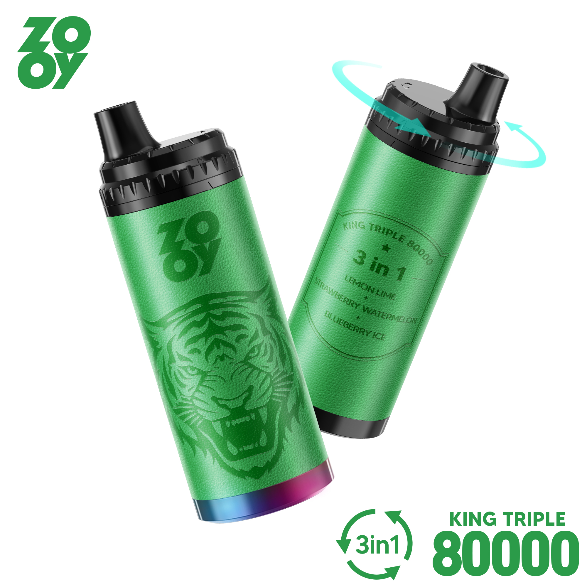 2025 New Design EU Warehouse Zooy KING 80000 puff Three in One 3 in 1 Disposable Vape Three flavors-Watermelon ice&cherry cola&Strawberry kiwi