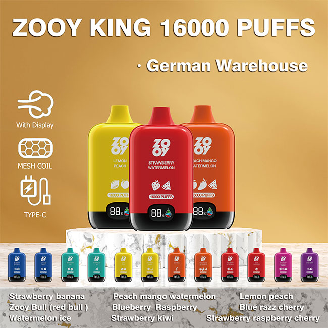 Large capacity e-cigarettes in European warehouses ZOOY VAPE RAINBOW BOX 16000puff